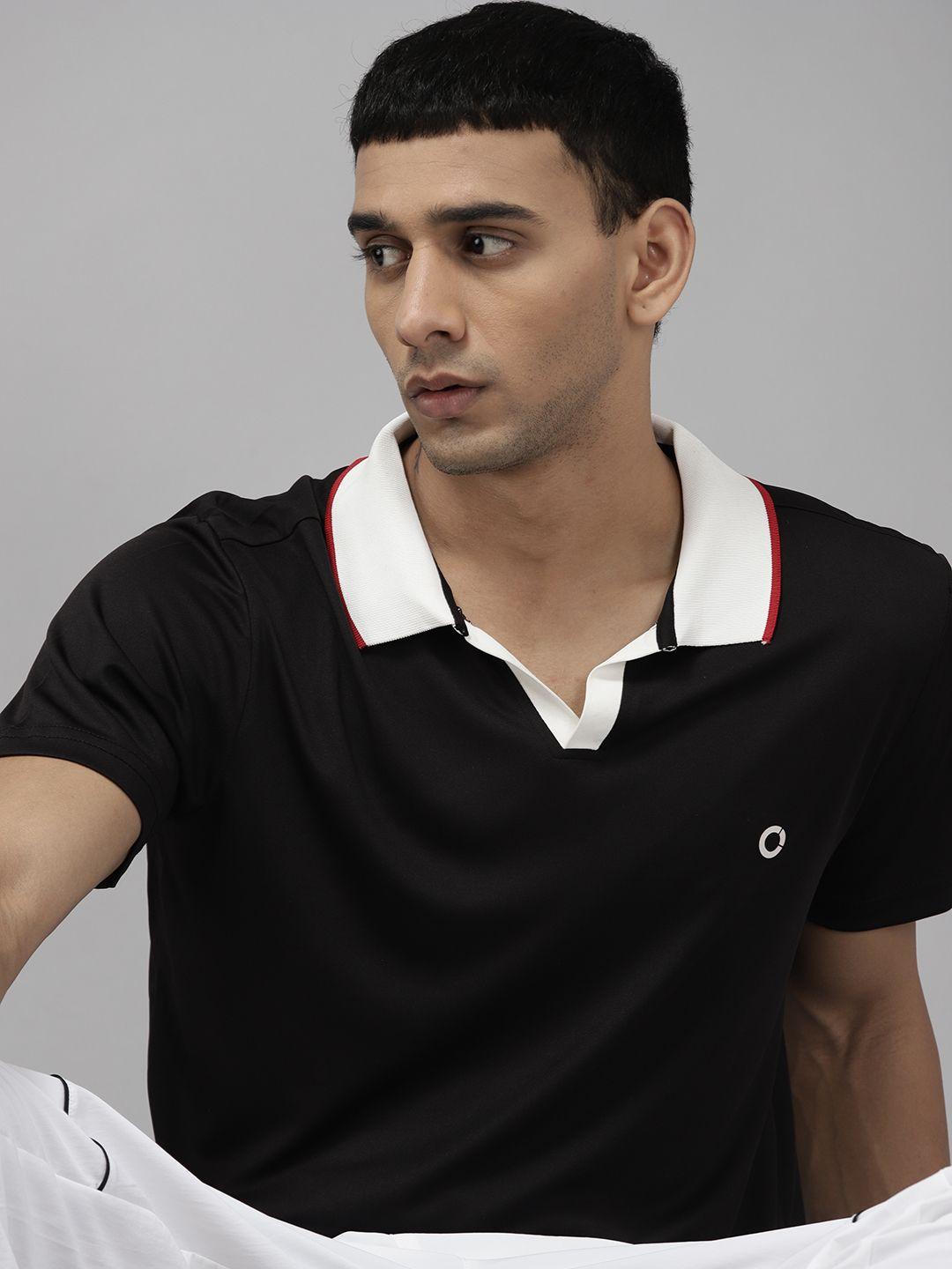 prowl by tiger shroff men black solid polo collar t-shirt