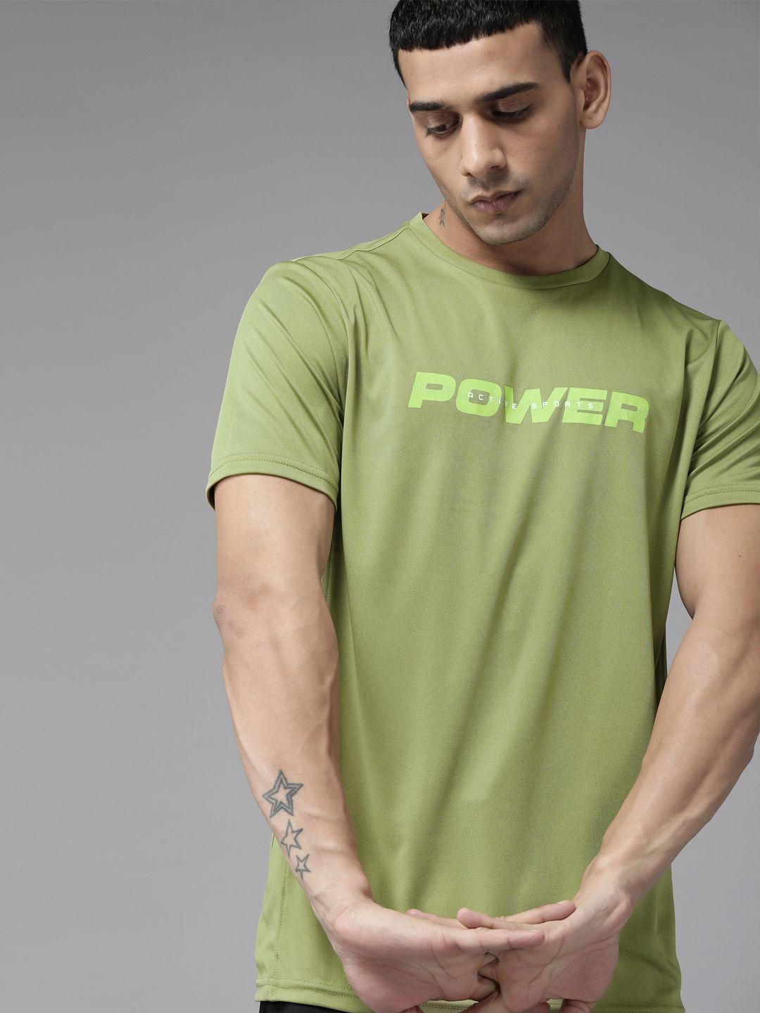 prowl by tiger shroff men green typography printed regular fit training t-shirt