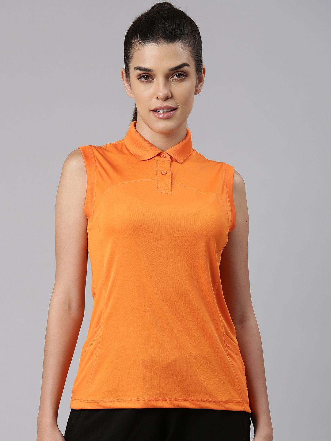 prowl by tiger shroff women orange polo collar t-shirt
