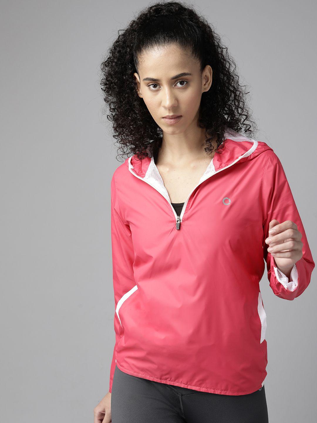 prowl by tiger shroff women pink solid running sporty jacket