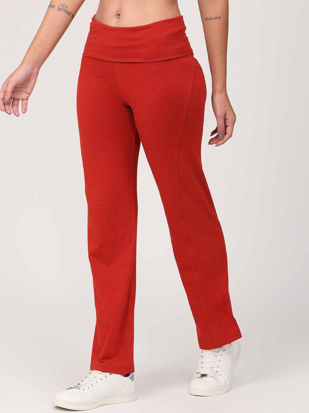 proyog red straight fit yoga track pants