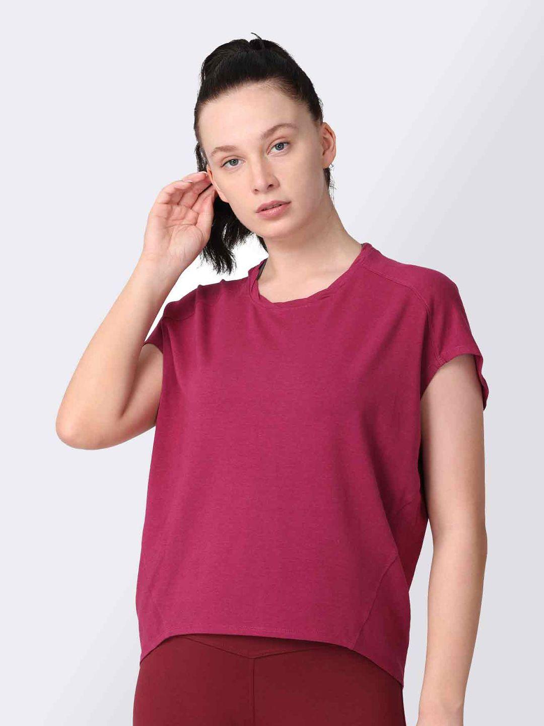 proyog women magenta organic cotton styled back top