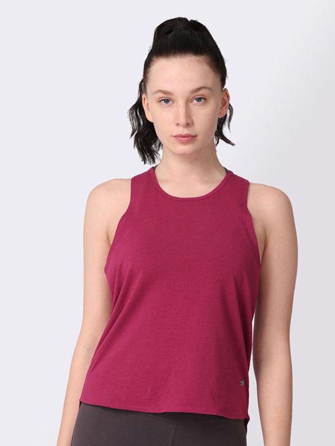 proyog women magenta organic cotton styled back top