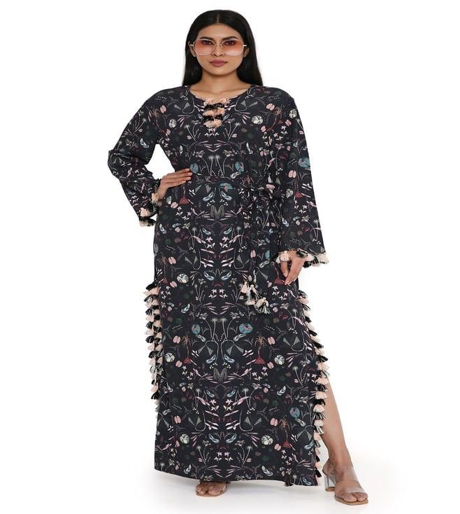 ps pret by payal singhal black forest print art crepe long beyza kaftan