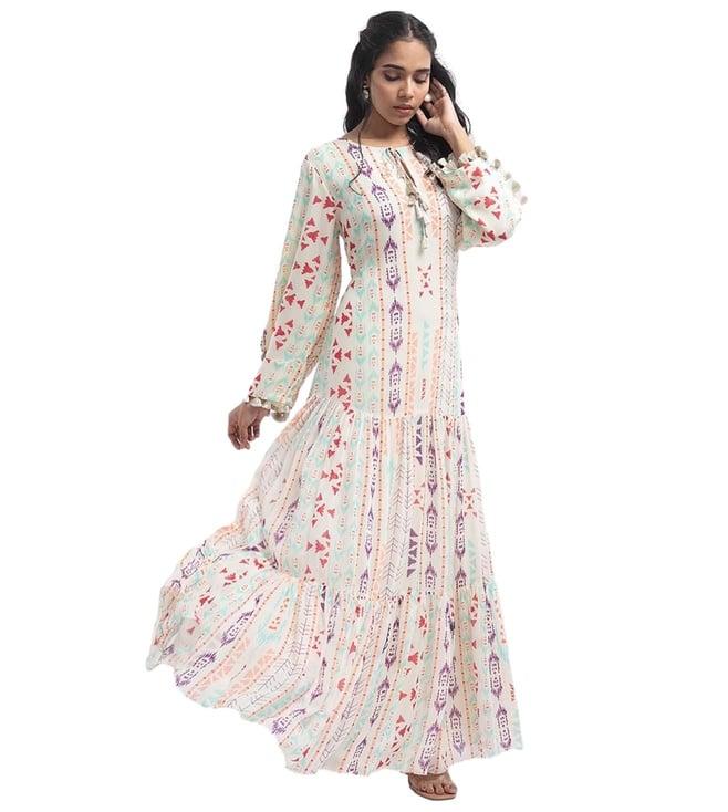 ps pret by payal singhal cream printed art georgette tiered dress