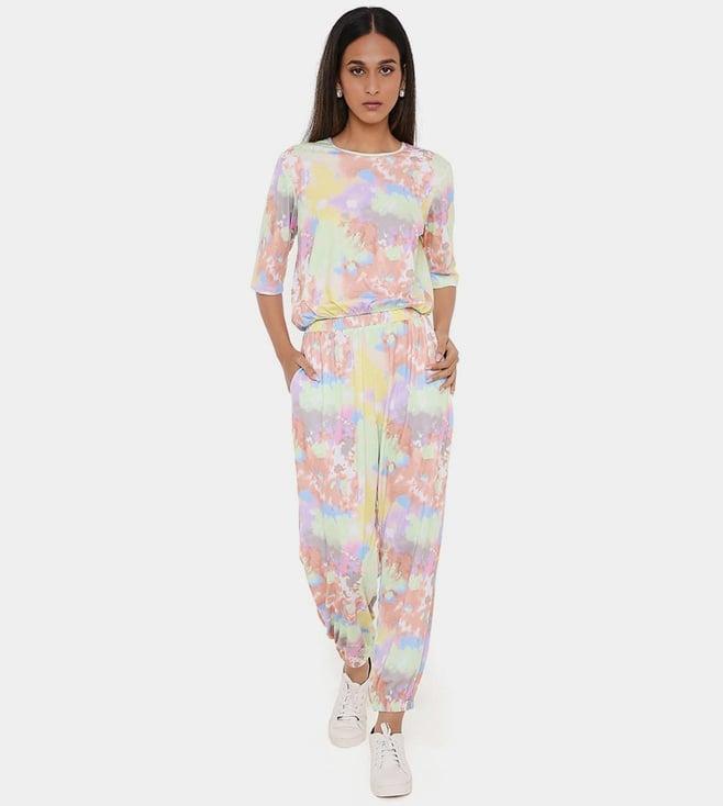 ps pret by payal singhal green tie and dye cotton lycra top and jogger pants