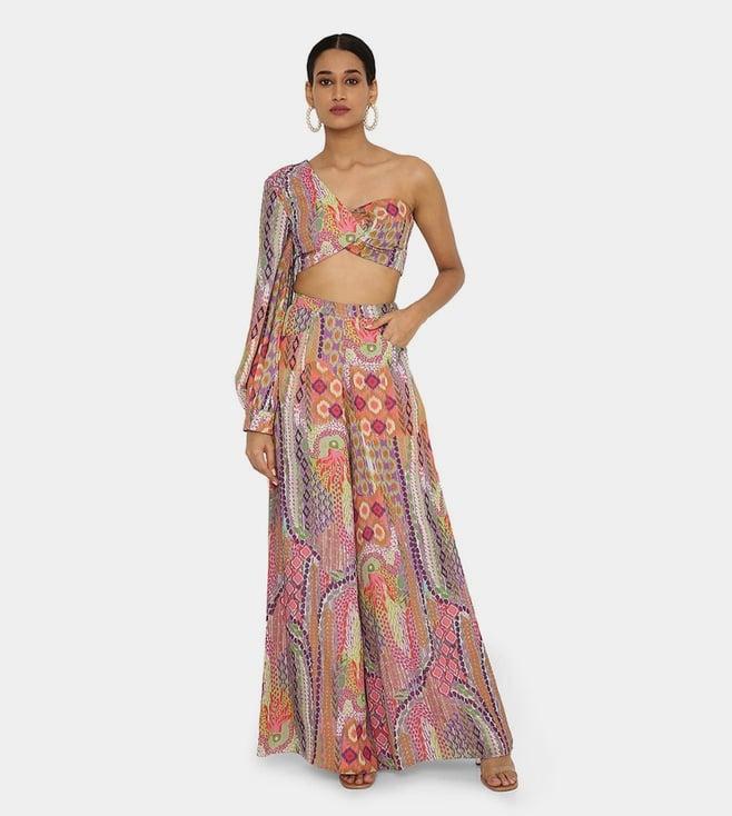 ps pret by payal singhal juveria african print crepe one shoulder top with palazzo