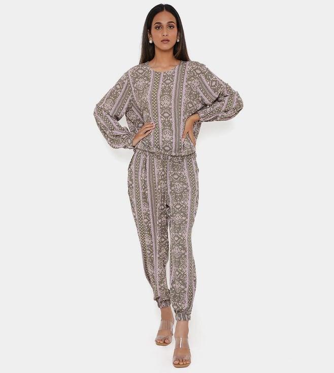 ps pret by payal singhal mint floral print rayon top and jogger pants