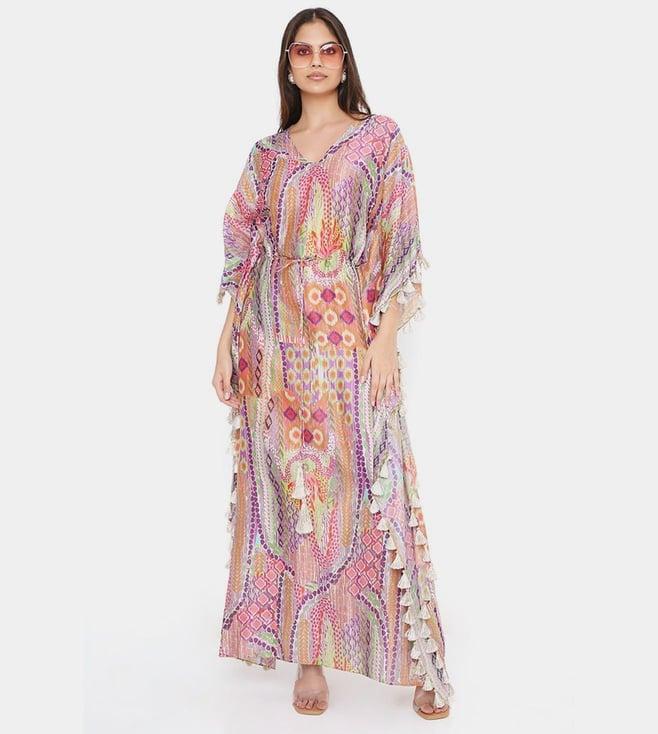 ps pret by payal singhal multicolor african print silkmul kaftan with tassels