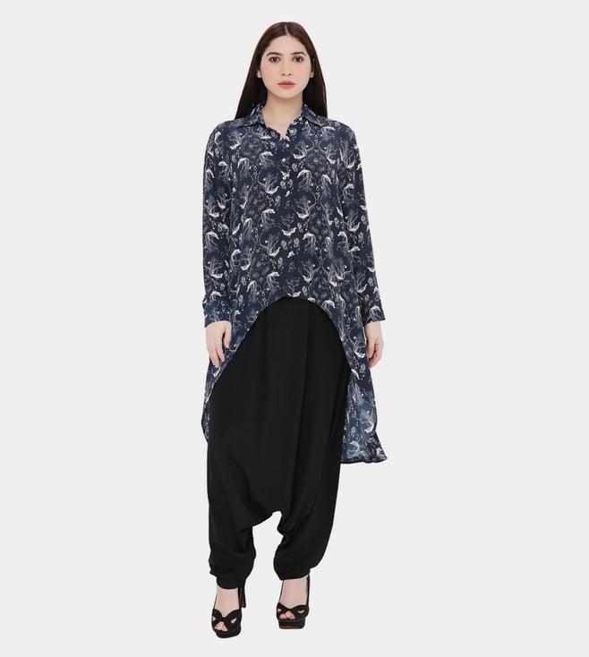 ps pret by payal singhal navy printed crepe top