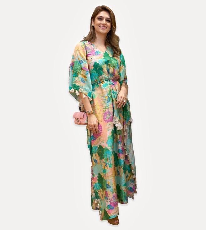 ps pret by payal singhal peach kuno print silkmul kaftan