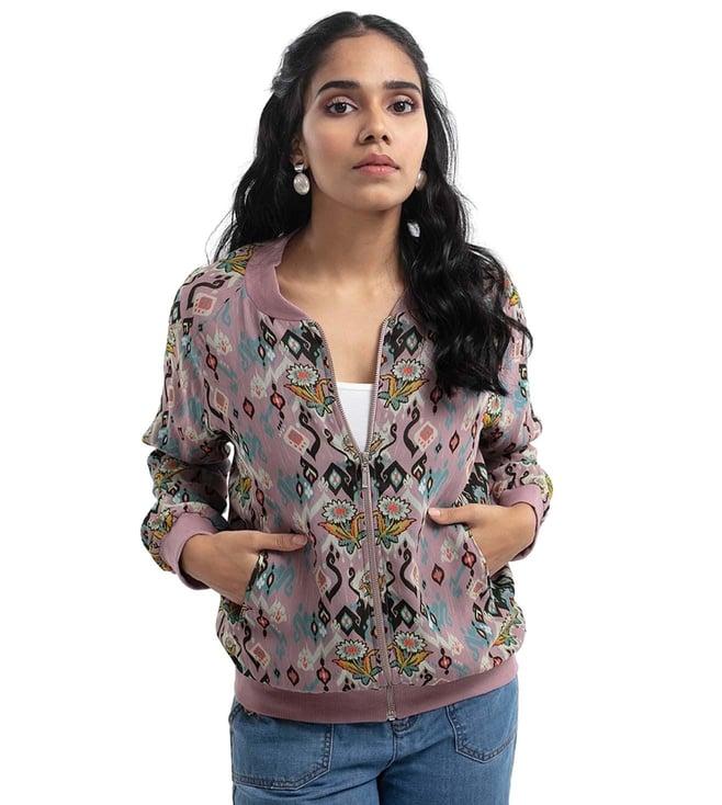 ps pret by payal singhal pink printed art georgette bomber jacket