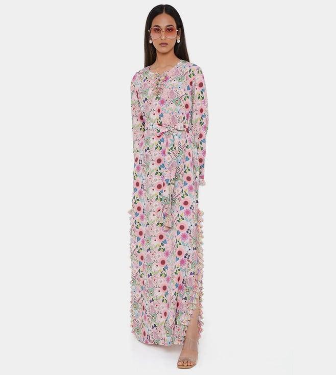 ps pret by payal singhal pink spring floral garden print art crepe long beyza kaftan