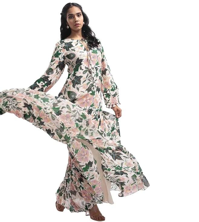 ps pret by payal singhal white printed art georgette tiered dress