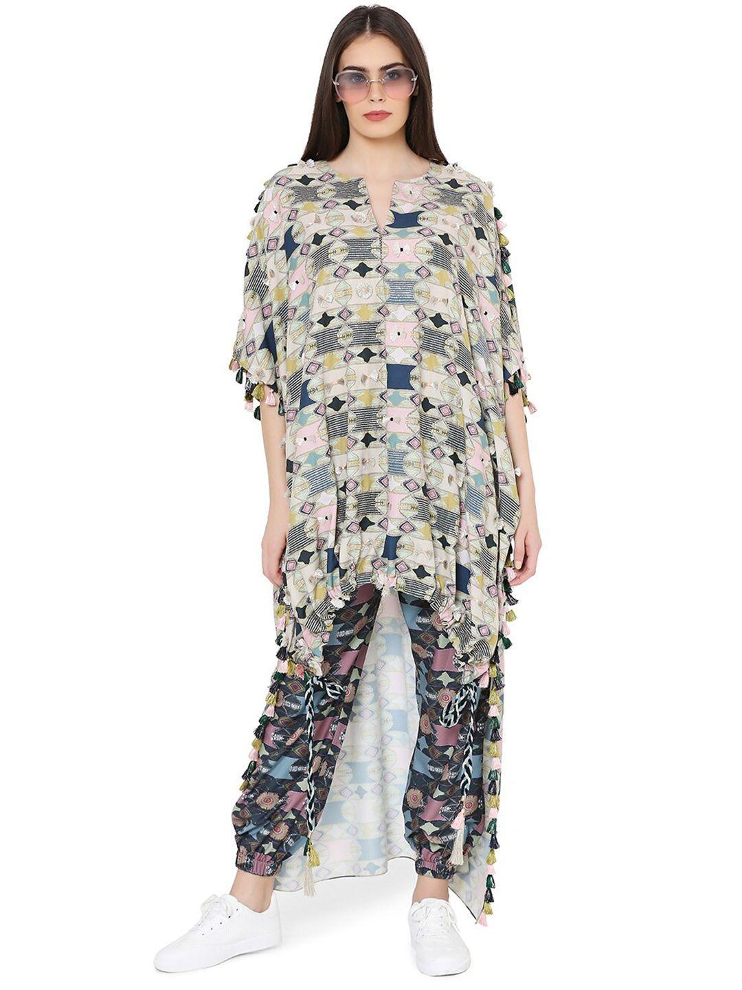 ps pret by payal singhal women green & pink printed top with trousers