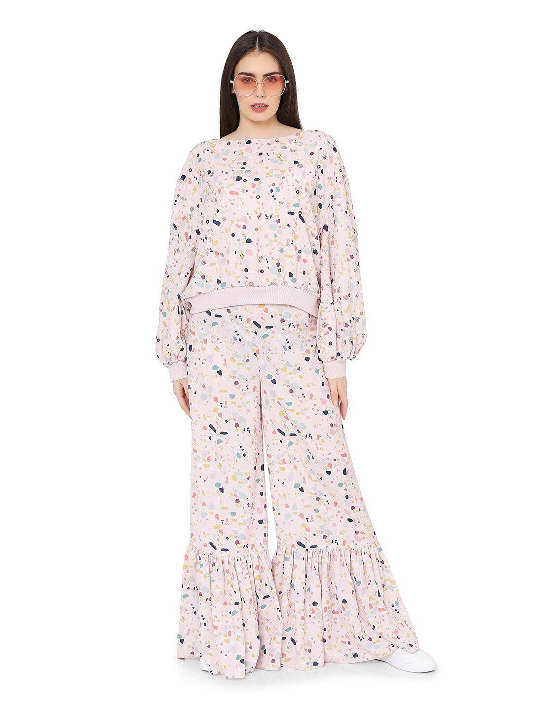 ps pret by payal singhal women pink & blue printed top with palazzos