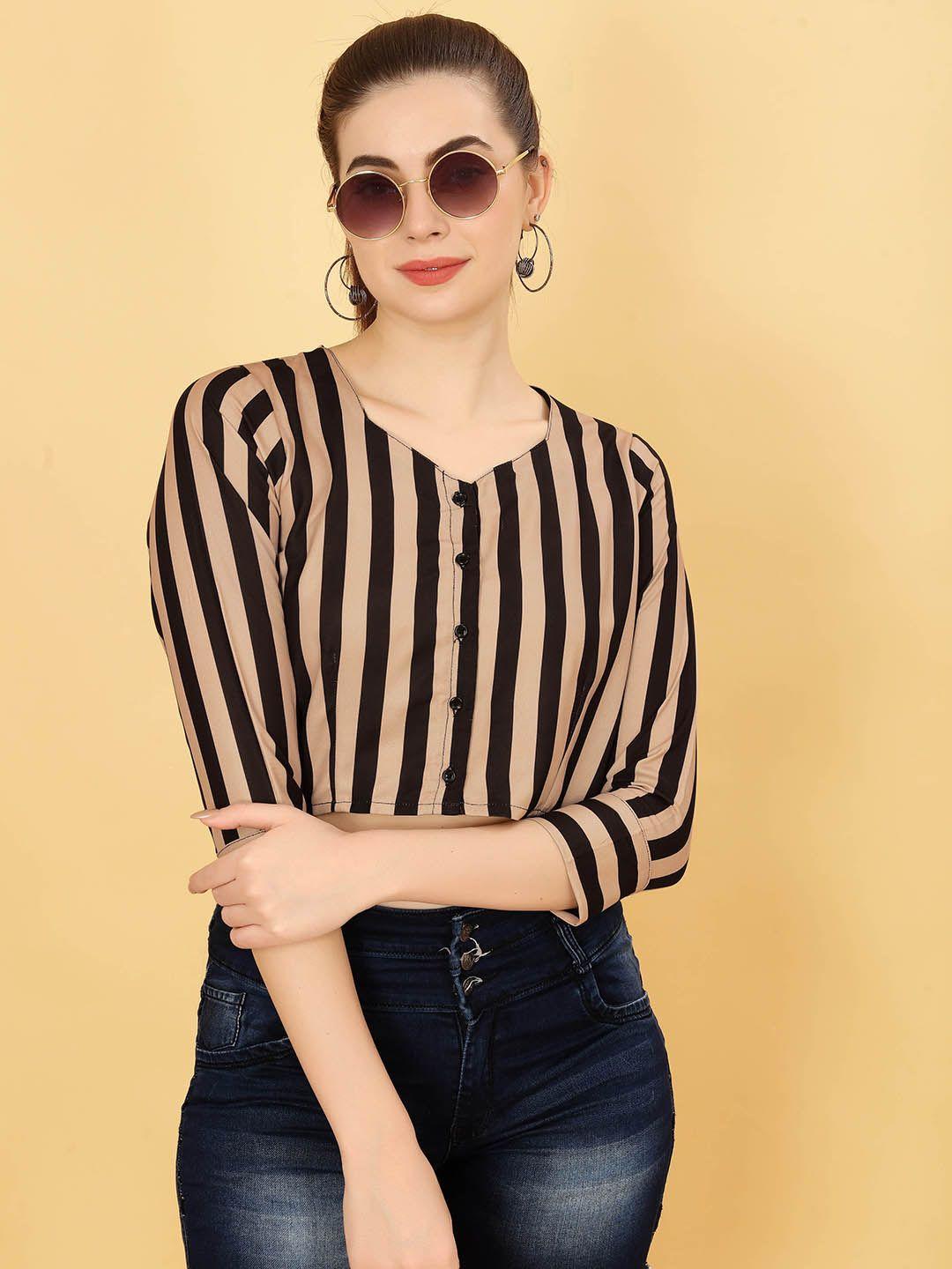 psbt quality on way striped printed sweetheart neck crop top