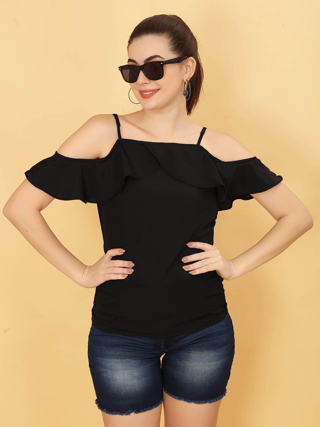 psbt quality on way cold-shoulder ruffles sleeves top