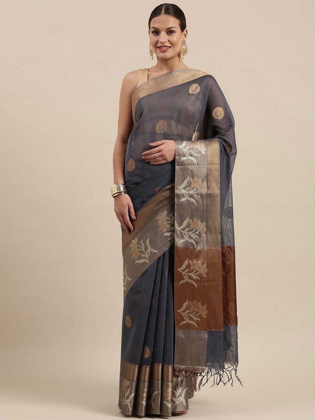 ptiepl banarasi silk works blue & gold-toned woven design zari banarasi saree
