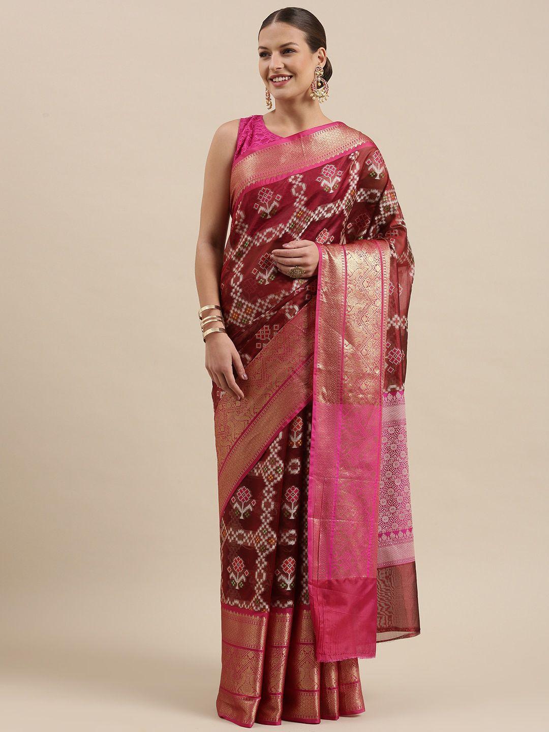 ptiepl banarasi silk works ethnic motifs woven design zari art silk ikat saree