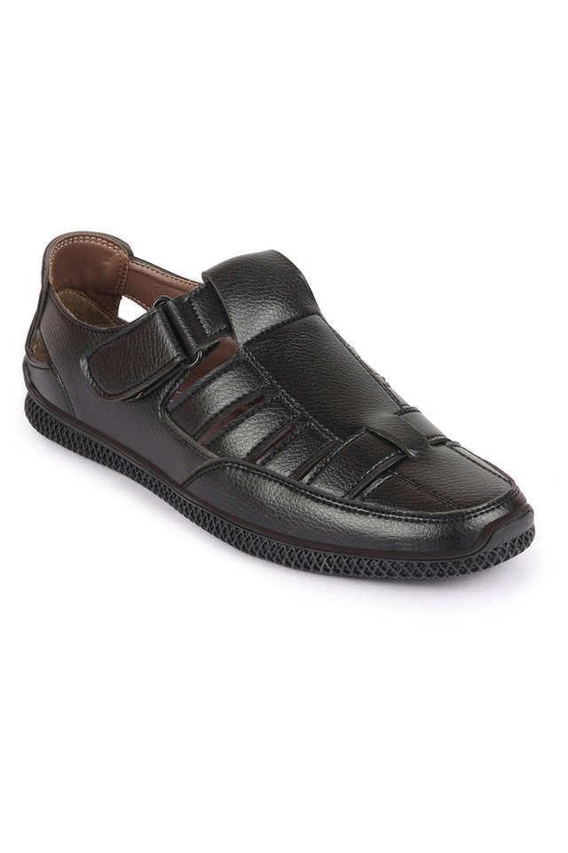pu buckle men's casual wear sandals - black