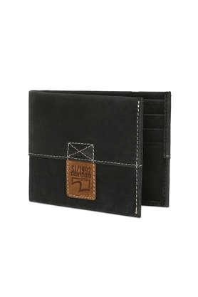 pu casual men's bi fold wallet - black