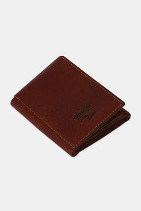 pu casual men's bi fold wallet - brown
