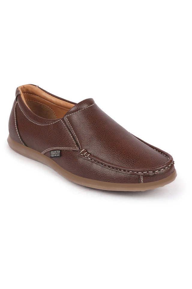 pu lace up men's casual wear loafers - brown