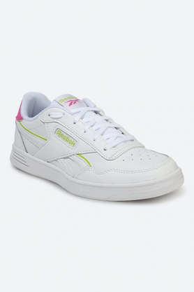 pu lace up women's sport shoes - white