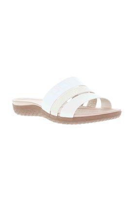 pu slip on round toe womens casual flip flops - white