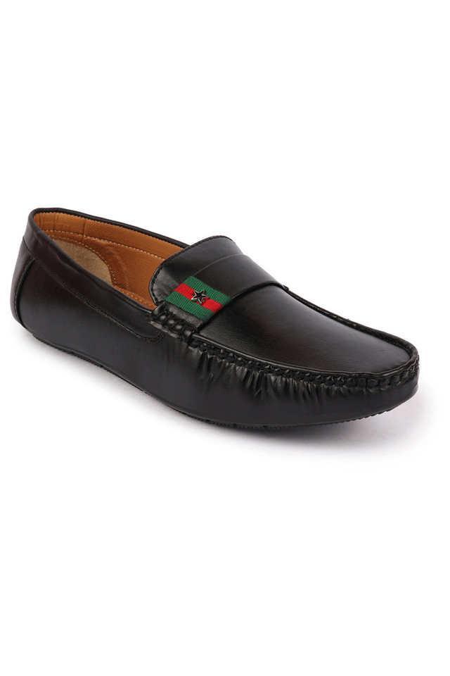 pu slip-on men's casual wear loafers - black
