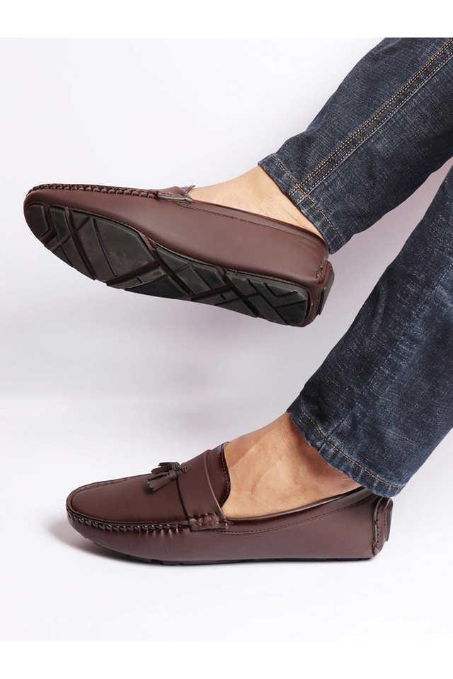pu slip-on men's casual wear loafers - brown