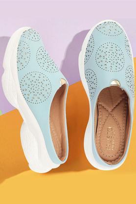 pu slip-on women's casual shoes - sky blue