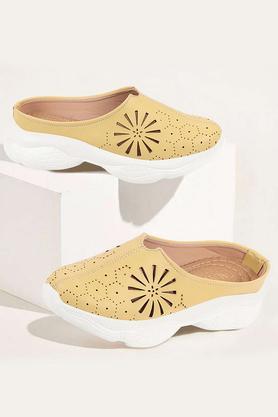pu slip-on women's casual shoes - yellow
