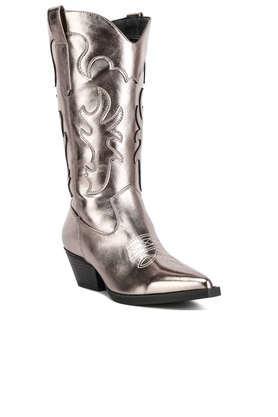 pu slip-on women's casual wear boots - grey