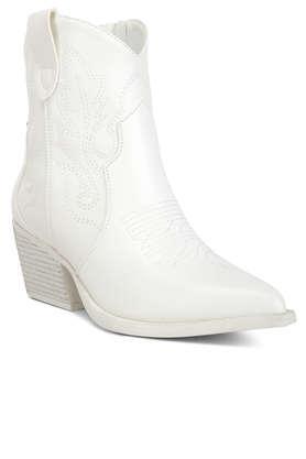 pu slip-on women's casual wear boots - off white