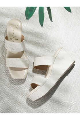 pu slip-on women's casual wear sandals - cream