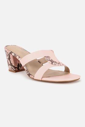pu slip-on women's mules - pink