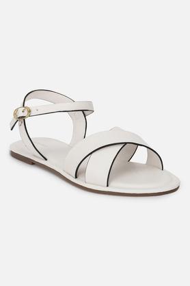 pu slip-on women's sandals - white