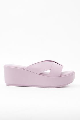 pu slipon women's casual wedges heels - lavender