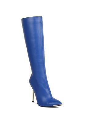 pu zipper women's boots - blue