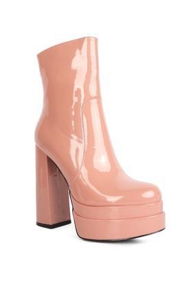 pu zipper women's boots - blush
