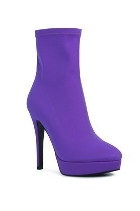 pu zipper women's boots - purple