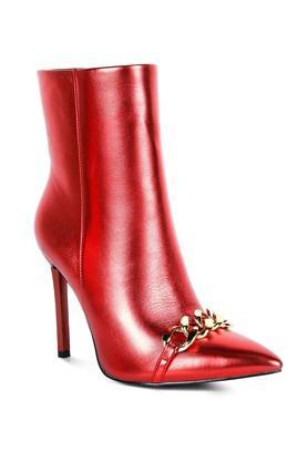pu zipper women's boots - red