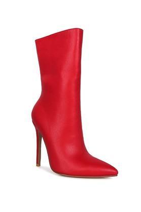 pu zipper women's boots - red