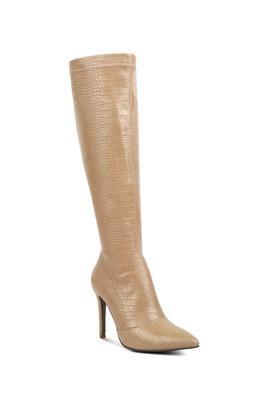 pu zipper women's boots - taupe