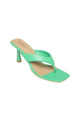 pu buckle women's party wear heels - green