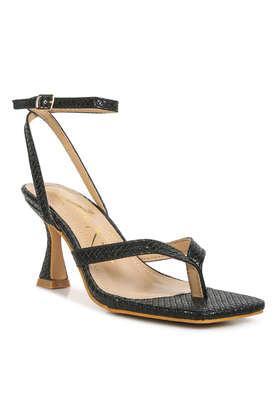 pu buckle women's party wear sandals - black