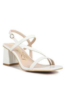 pu buckle women's party wear sandals - off white