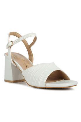 pu buckle women's party wear sandals - off white